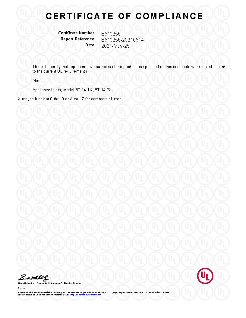 BT-14係列 UL證書